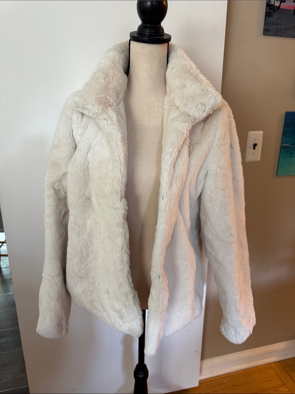 Express Cream Faux Fur Teddy Jacket